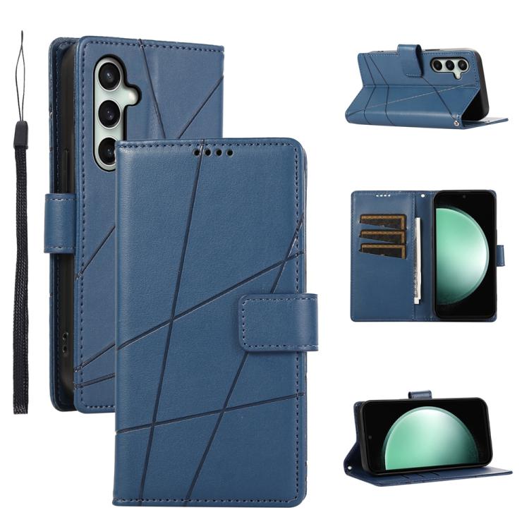 Funda de piel sintética con textura en relieve para Samsung Galaxy S25 FE 5G (azul)
