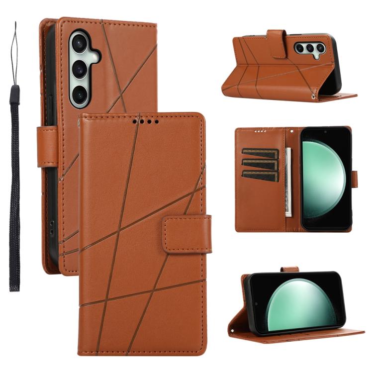 Funda de piel sintética con textura en relieve para Samsung Galaxy S25 FE 5G (marrón)