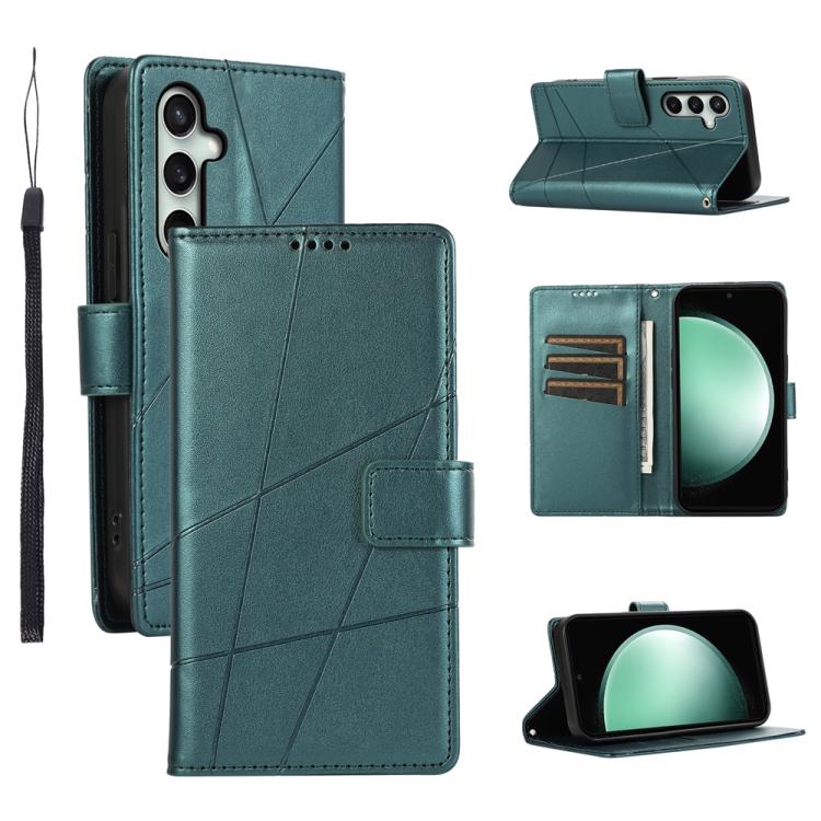 Funda de piel sintética con textura en relieve para Samsung Galaxy S25 FE 5G (verde)