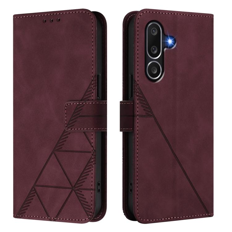 Funda de cuero con relieve 3D para Samsung Galaxy M56 5G (rojo vino)
