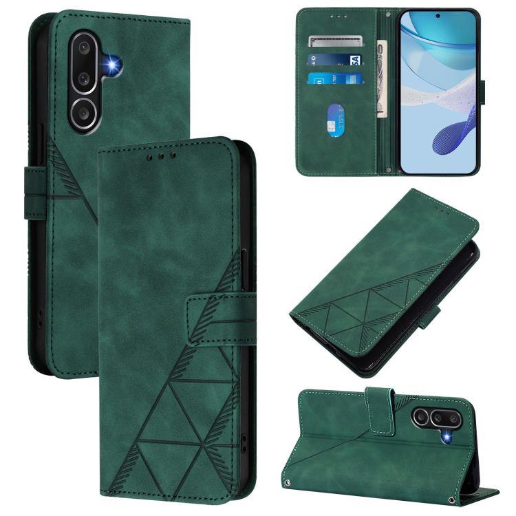 Funda de cuero con relieve 3D para Samsung Galaxy M56 5G (verde oscuro)