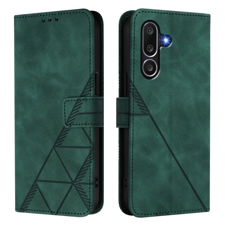 Funda de cuero con relieve 3D para Samsung Galaxy M56 5G (verde oscuro)