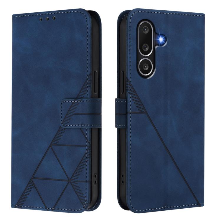 Funda de cuero con tapa y relieve 3D para Samsung Galaxy M56 5G (azul)