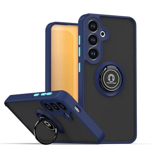 Funda de TPU + PC con anillo para Samsung Galaxy S25/S24 5G Q Shadow 1 Series (azul rey)