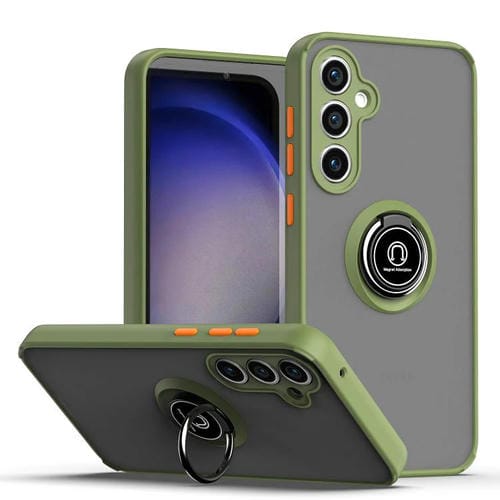 Funda de TPU + PC con anillo para Samsung Galaxy S23 FE 5G Q Shadow 1 Series (verde militar)