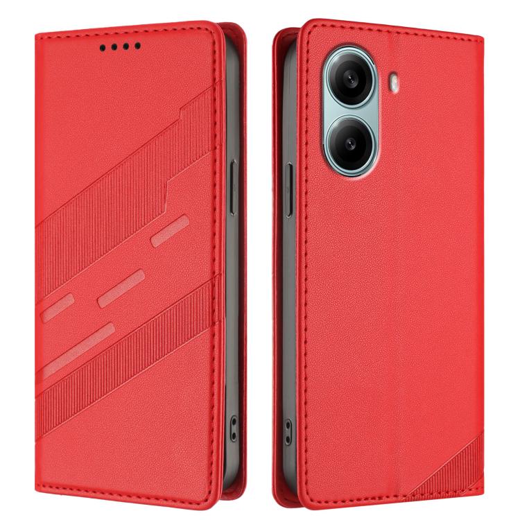 Funda de cuero retro multifunción con relieve global para Redmi Turbo 4 Pro (roja)