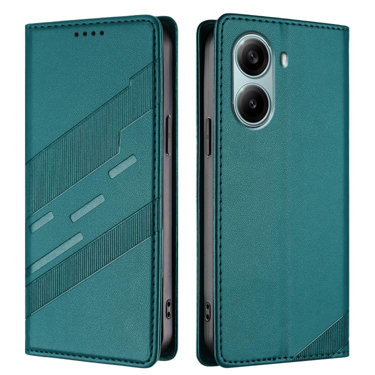 Funda de cuero retro con relieve global para Redmi Turbo 4 Pro (verde oscuro)