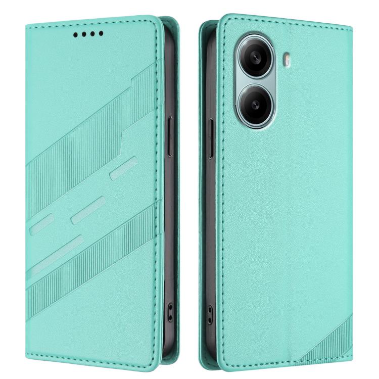 Funda de cuero retro con relieve global para Redmi Turbo 4 Pro (verde menta)