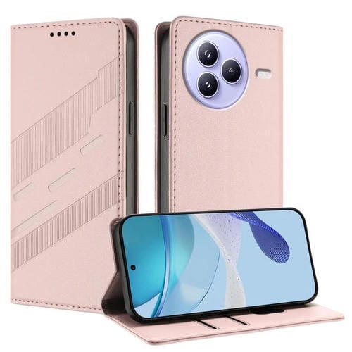 Funda de cuero retro con relieve para Xiaomi Civi 5 Pro (rosa)
