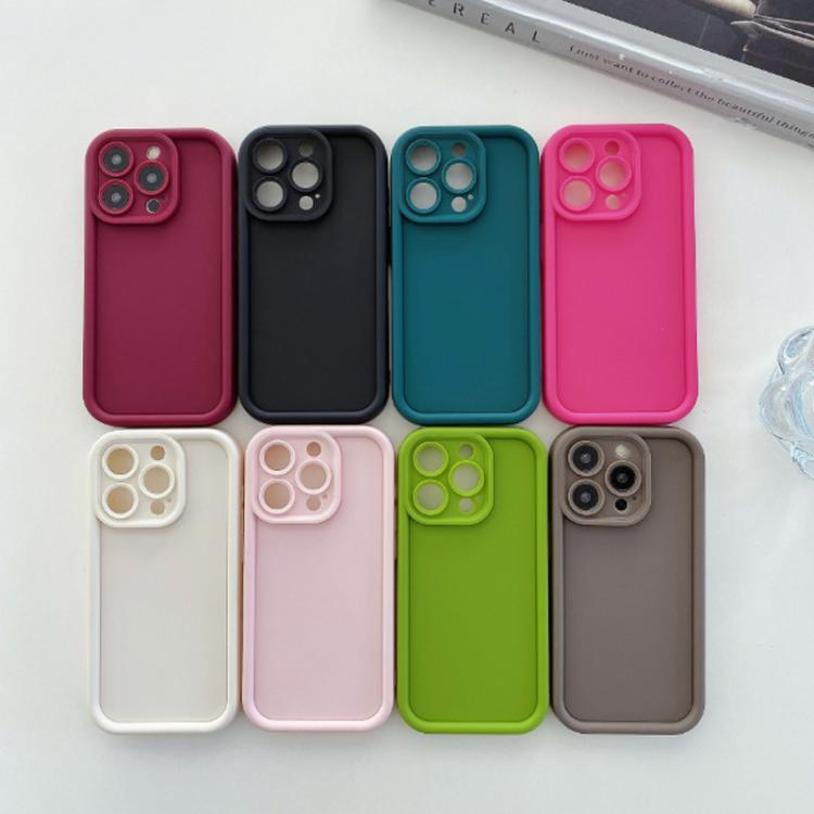 Funda de TPU con marco esmerilado y orificio preciso para iPhone 16e (rosa rojo)