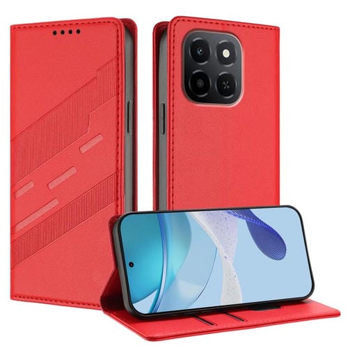 Funda de cuero retro con relieve para Honor X6c (rojo)