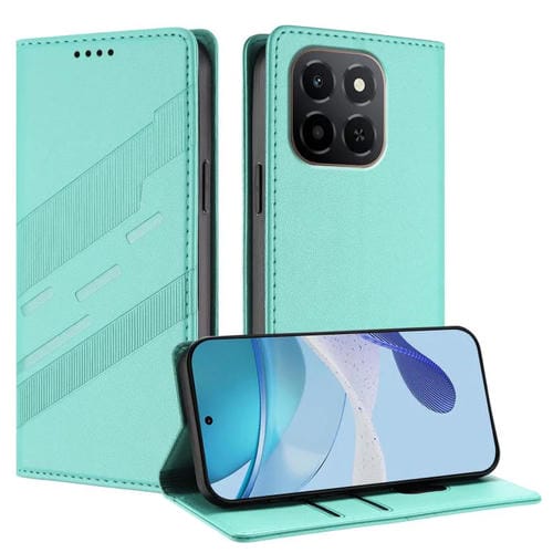 Funda de cuero retro con relieve para Honor X6c (verde menta)