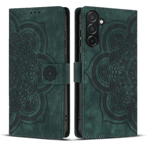 Funda de cuero retro esmerilado con relieve de mandala para Samsung Galaxy A17 5G / A26 5G (verde)