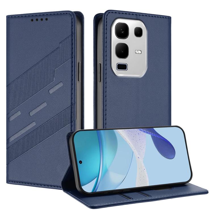 Funda de cuero retro con relieve para Infinix Note 50x 5G (azul oscuro)