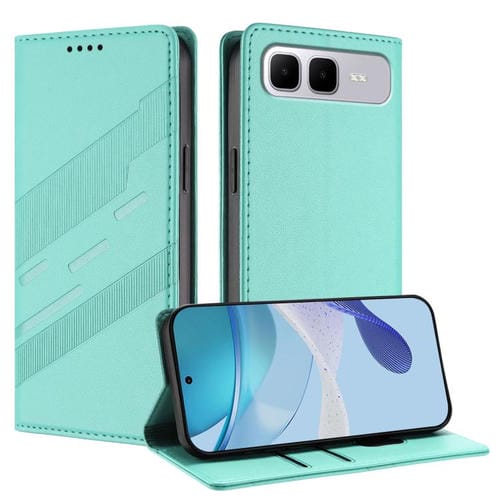 Funda de cuero retro con relieve para Infinix Smart 10 Plus 4G (verde menta)