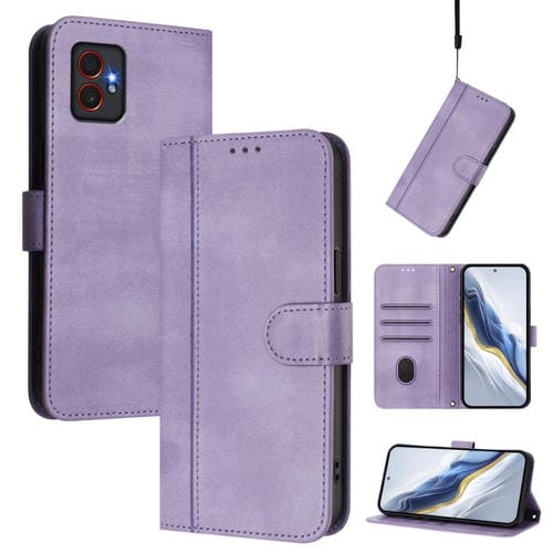 Funda de cuero retro con hebilla para Samsung Galaxy Xcover7 Pro (morada)