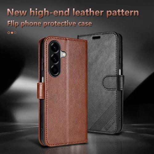 Funda de piel de oveja con tapa AZNS para Samsung Galaxy A17 5G (negra)