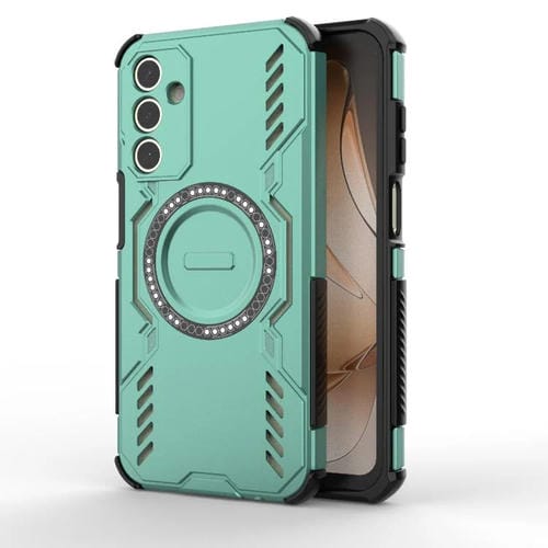 Funda con anillo magnético MagSafe y mariposa para Samsung Galaxy A15 5G (verde claro)