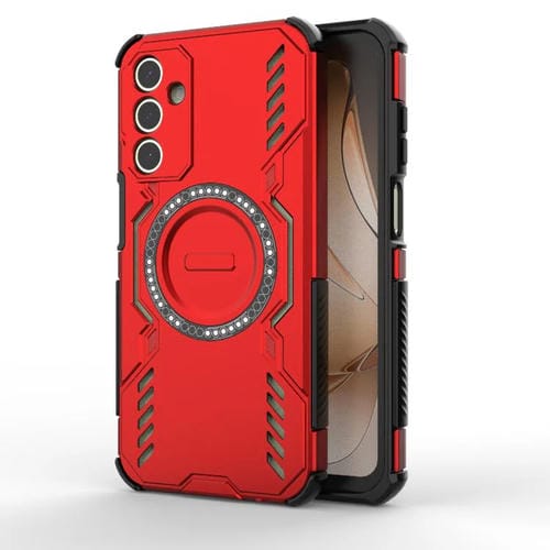 Funda con anillo magnético MagSafe y mariposa para Samsung Galaxy A15 5G (rojo)