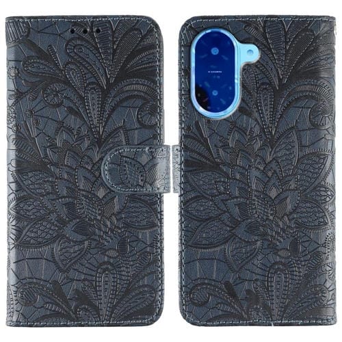 Funda de cuero con tapa y estampado floral para Redmi A5 4G (173,3 mm) (azul oscuro)