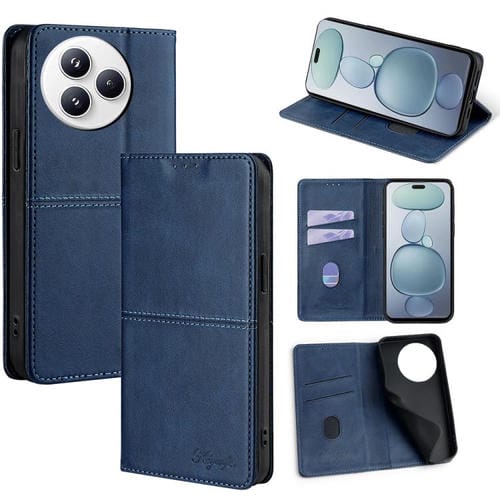 Funda de cuero magnético con textura de vaca para Xiaomi Civi 5 Pro 5G (azul)