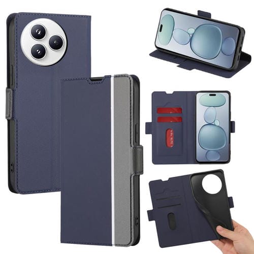 Funda de cuero con textura de sarga y botones laterales para Xiaomi Civi 5 Pro 5G (azul)