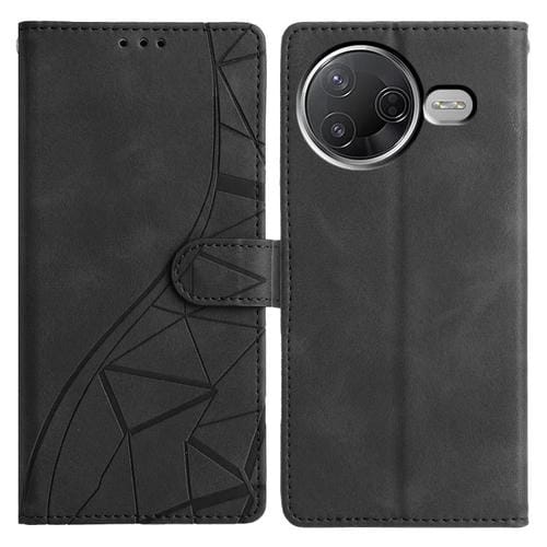 Funda de cuero con relieve de triángulos para Xiaomi Poco F7 Pro/F7 Ultra (negra)
