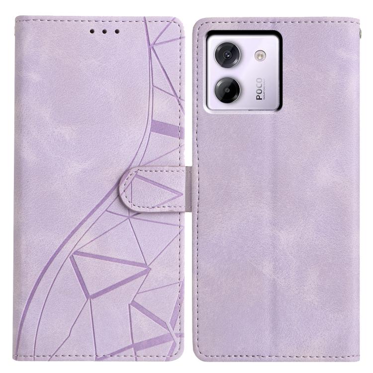 Funda de cuero con relieve de triángulos para Xiaomi Poco M7 Pro 5G (morado)