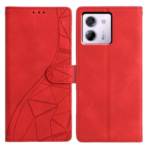 Funda de cuero con relieve de triángulos para Xiaomi Poco M7 Pro 5G (roja)