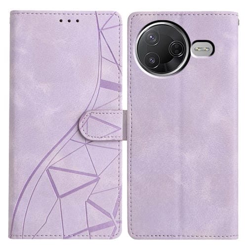 Funda de cuero con relieve de triángulos para Redmi K80/K80 Pro (morada)