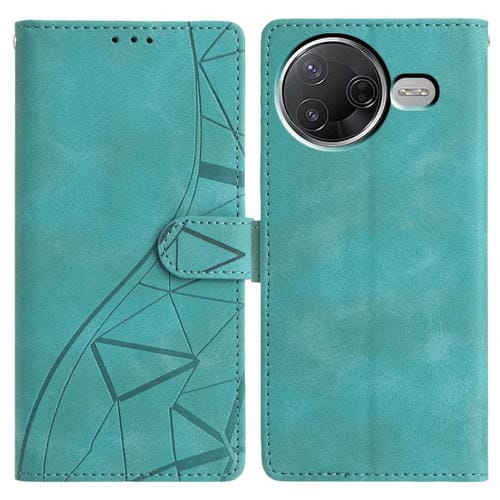 Funda de cuero con relieve de triángulos para Redmi K80/K80 Pro (verde)