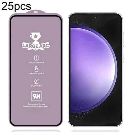 PelĂcula de vidrio templado de arco grande de aluminio de alta resistencia, 25 unidades, 9H, 0,4 mm, para Samsung Galaxy S23 FE 5G
