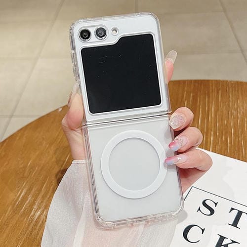 For Samsung Galaxy Z Flip6 5G Large Hole Camera MagSafe Magnetic Clear Acrylic TPU Case(Transparent)