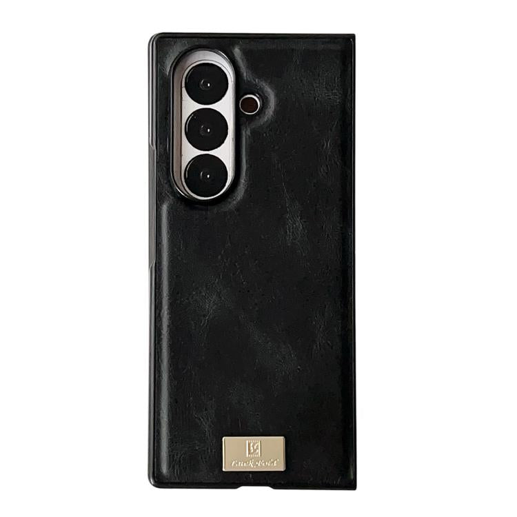 Funda de PU con textura Crazy Horse para Samsung Galaxy Z Fold7 5G (negra)