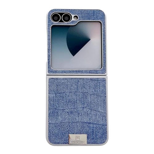 Funda de poliuretano y policarbonato con marco plateado para Samsung Galaxy Z Flip7 5G (azul)