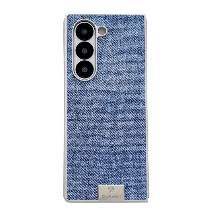 Funda de poliuretano y policarbonato con marco plateado para Samsung Galaxy Z Fold6 5G (azul)