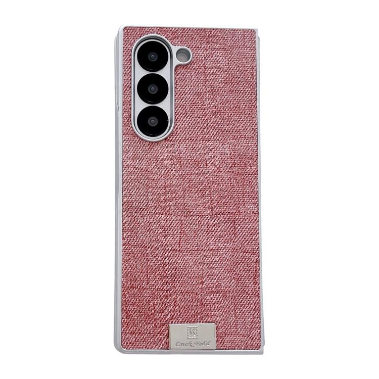 Funda de poliuretano y policarbonato con marco plateado para Samsung Galaxy Z Fold4 5G (rosa)
