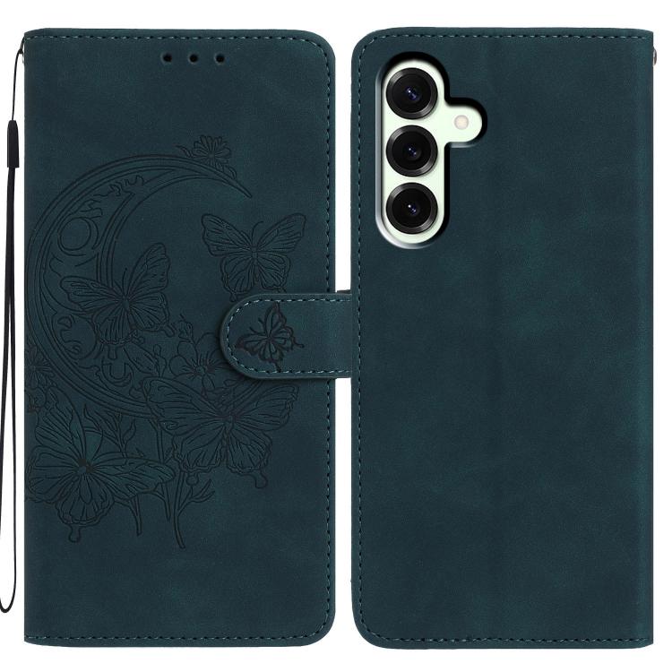 Funda de cuero con relieve y diseño de mariposas para Samsung Galaxy A17 5G (verde)