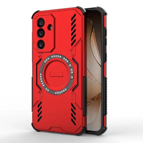 Funda con anillo magnético MagSafe y mariposa para Samsung Galaxy M56 5G, a prueba de golpes (roja)