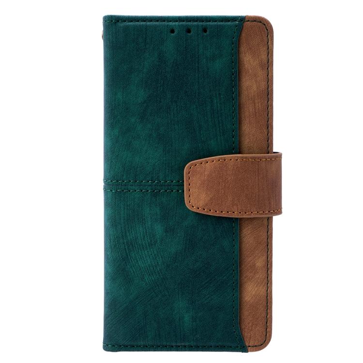 Funda de cuero con costuras de color y bloqueo RFID para Samsung Galaxy F06 5G (verde)