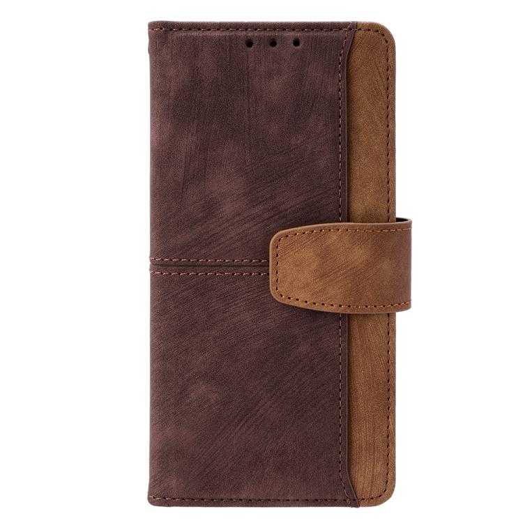 Funda de cuero con costuras de color y bloqueo RFID para Samsung Galaxy S23 Ultra 5G (marrón)