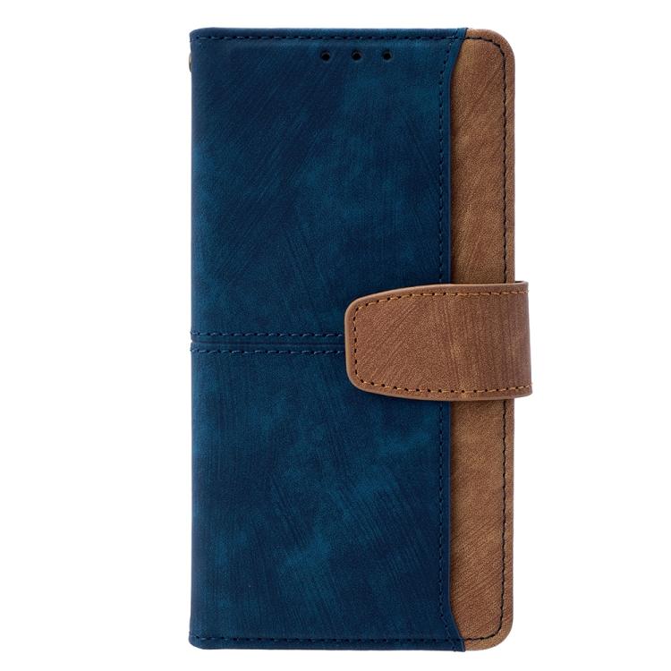 Funda de cuero con costuras de color y bloqueo RFID para Samsung Galaxy S25+ 5G (azul)