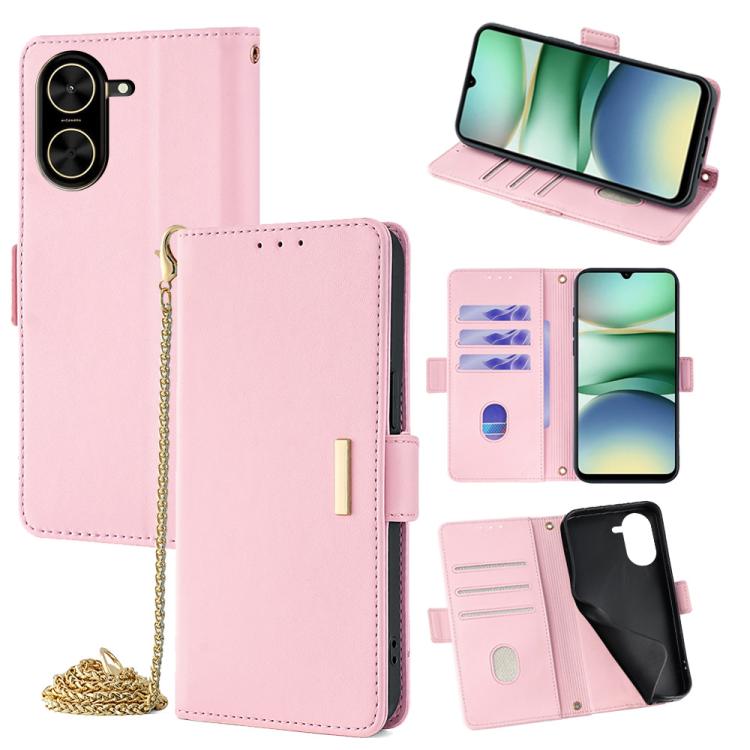 Funda de cuero con cadena cruzada para Redmi A5 4G (171,7 mm) (rosa)