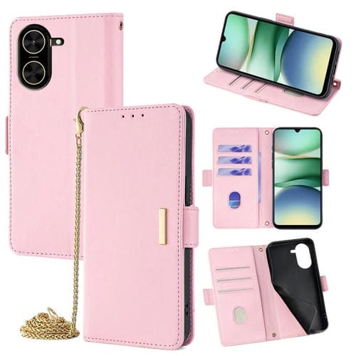 Funda de cuero con cadena cruzada para Redmi A5 4G (171,7 mm) (rosa)