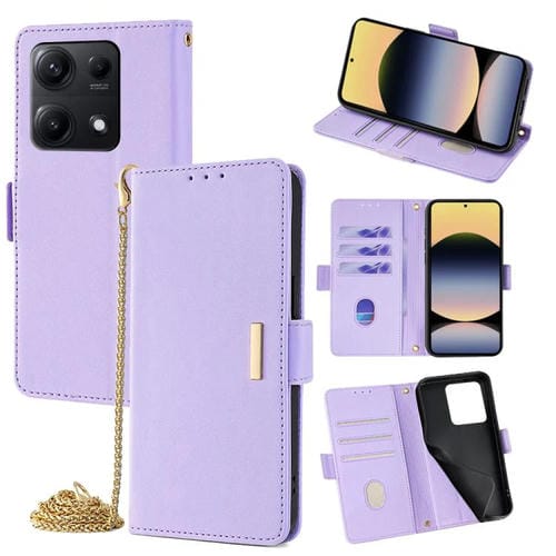 Funda de cuero con cadena cruzada para Redmi Note 14S 4G (morado)