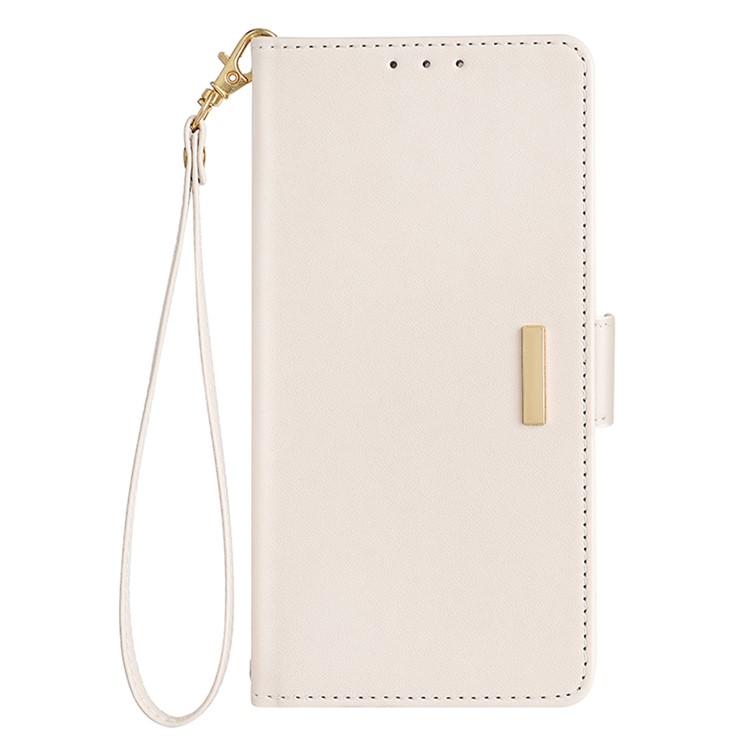 Funda de cuero con cadena cruzada para Samsung Galaxy S25 5G (blanca)
