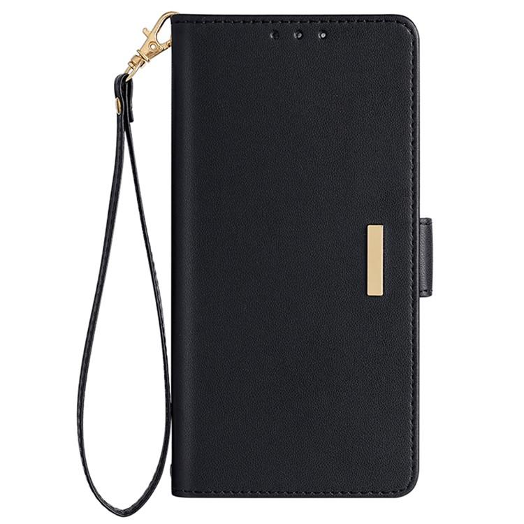 Funda de cuero con cadena cruzada para Samsung Galaxy S25+ 5G (negra)