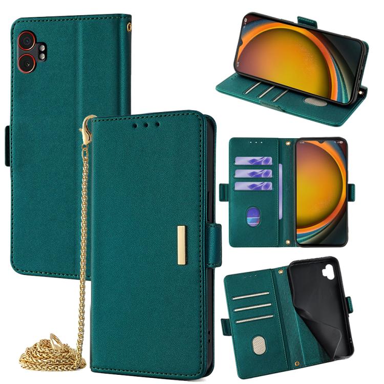 Funda de cuero con cadena cruzada para Samsung Galaxy Xcover 7 Pro 5G (verde)