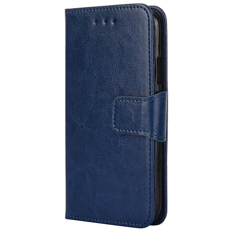 Funda de cuero con textura de cristal para Samsung Galaxy S25+ 5G (azul rey)