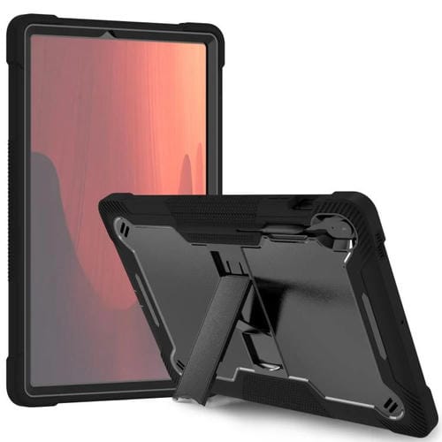 Funda híbrida de silicona a prueba de golpes para Samsung Galaxy Tab S10 FE+ con soporte (negra)